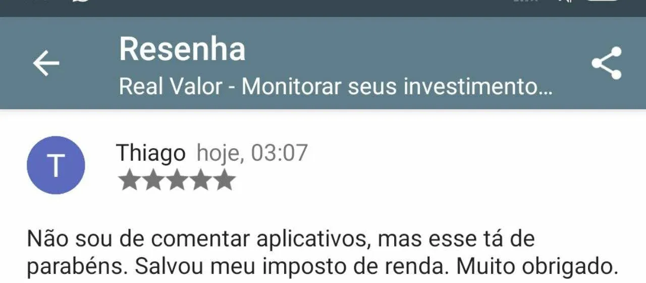 Depoimento de usuário que amava o Real Valor.