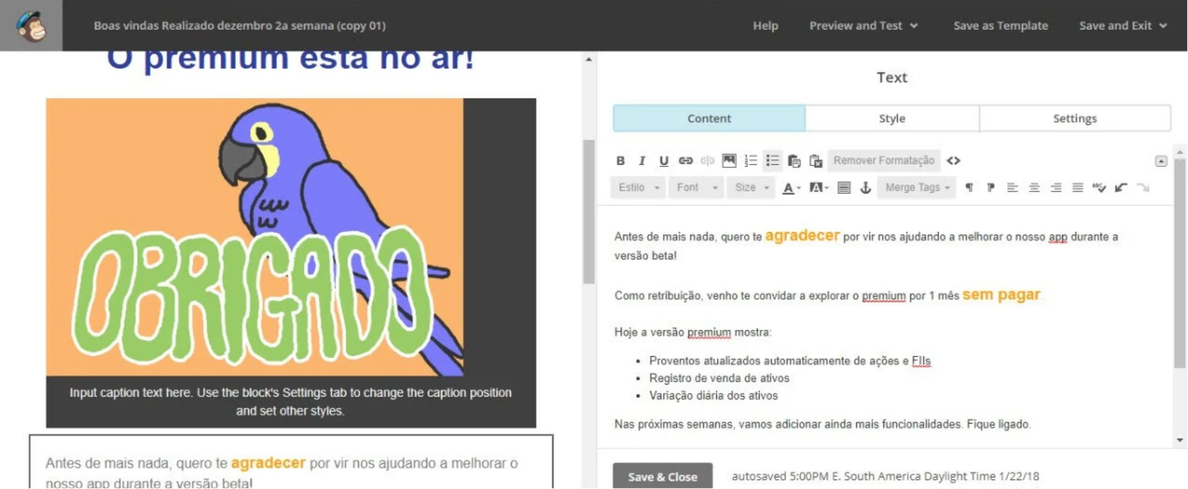 Print do e-mail sendo redigido.