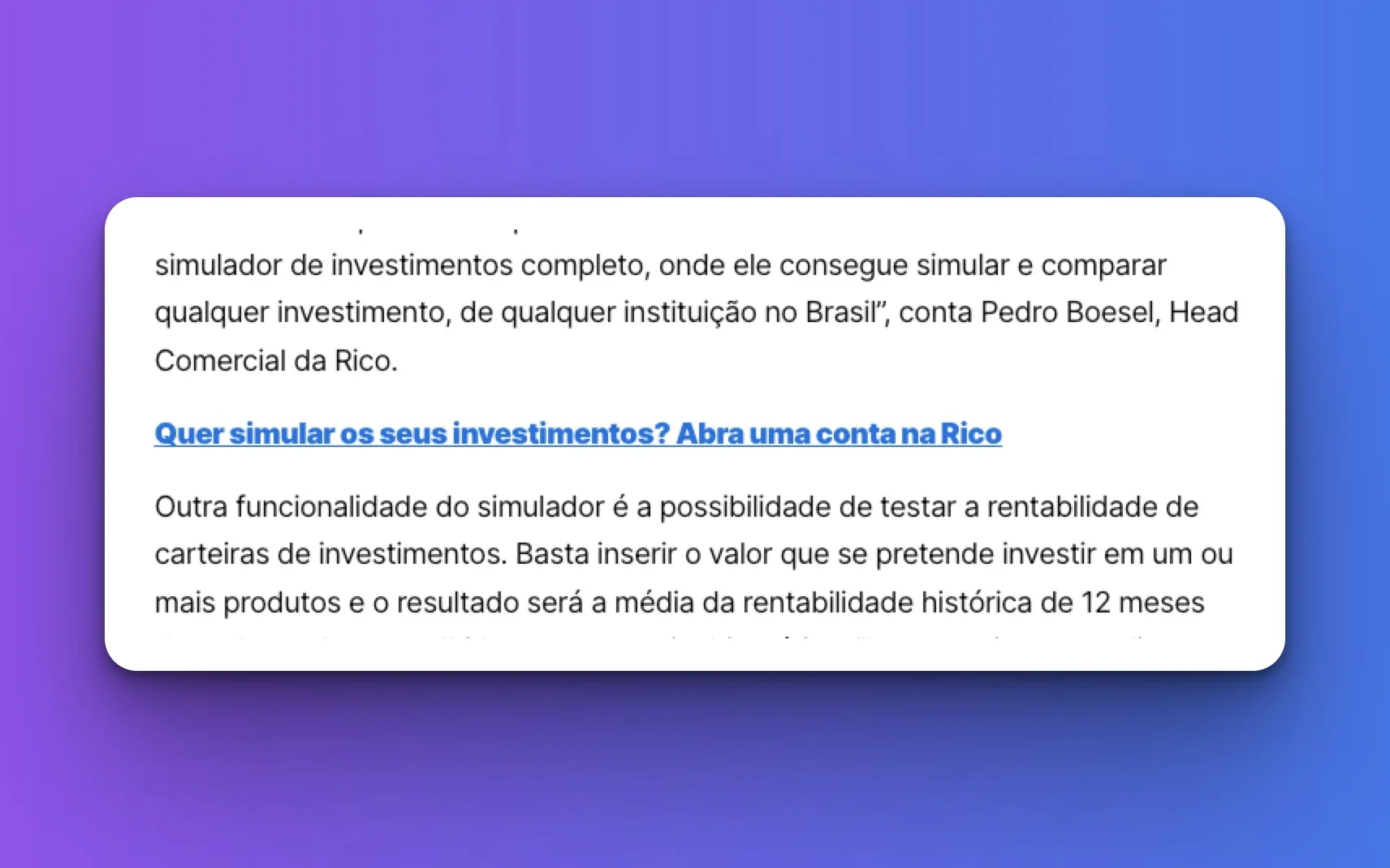 Exemplo de um desses links convidando a abrir conta nas corretoras do grupo.