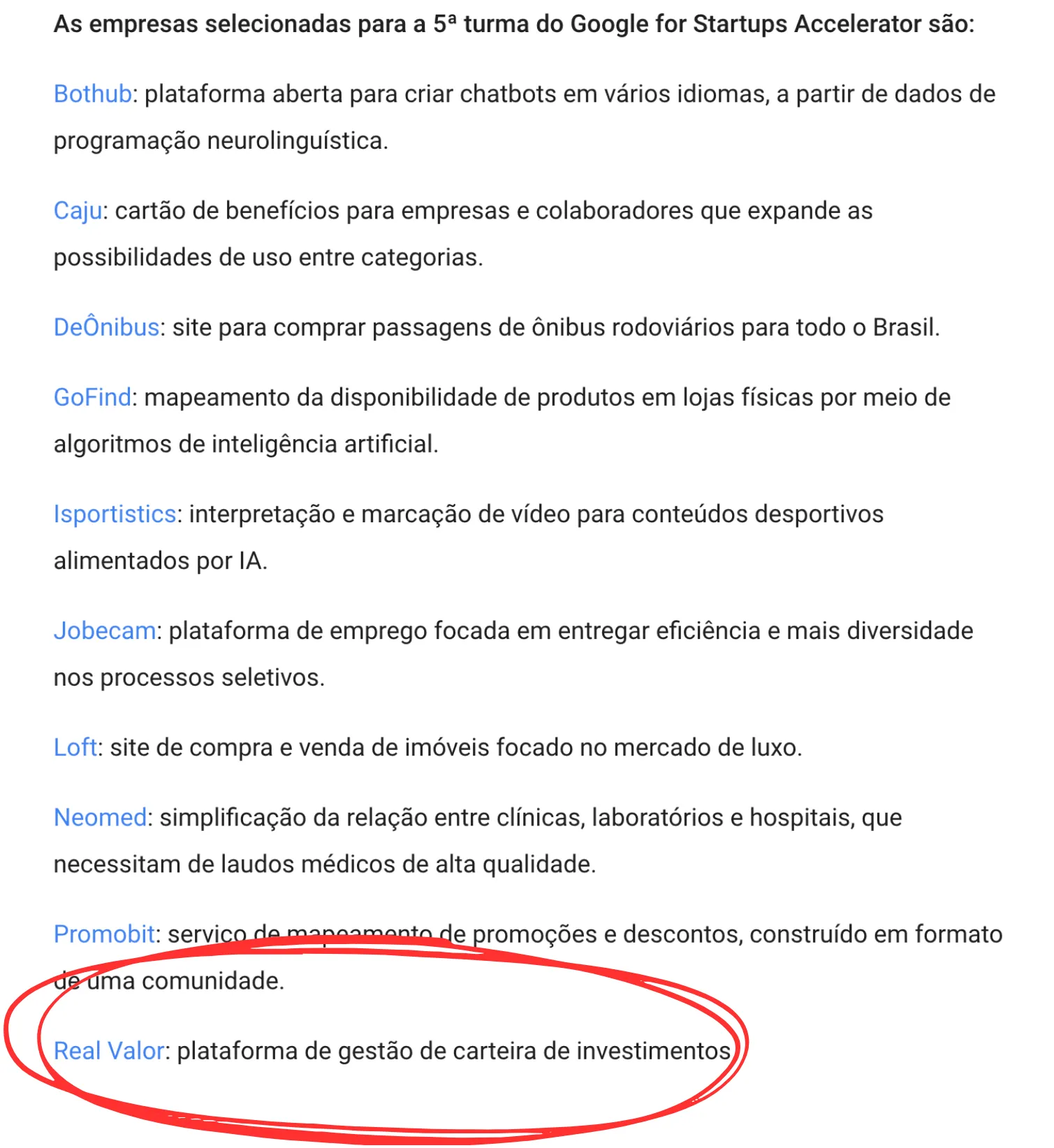 Real Valor dentre as aceleradas da quinta turma do Google for Startups