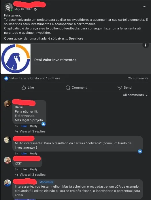 Exemplo de um post daquela época.